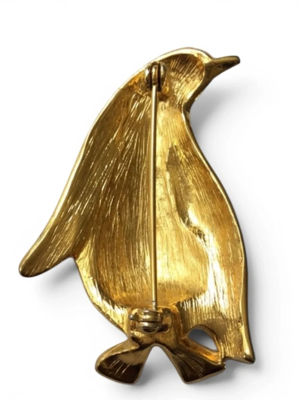 Vintage 1970s Gold-Tone & Enamel Penguin Brooch, Black & Ivory - Picture 9 of 10